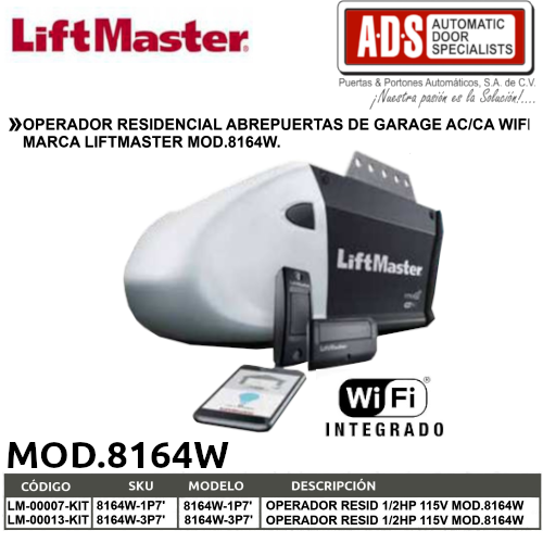 Liftmaster 8160W - Abrepuertas de Garage DC/CC Wifi