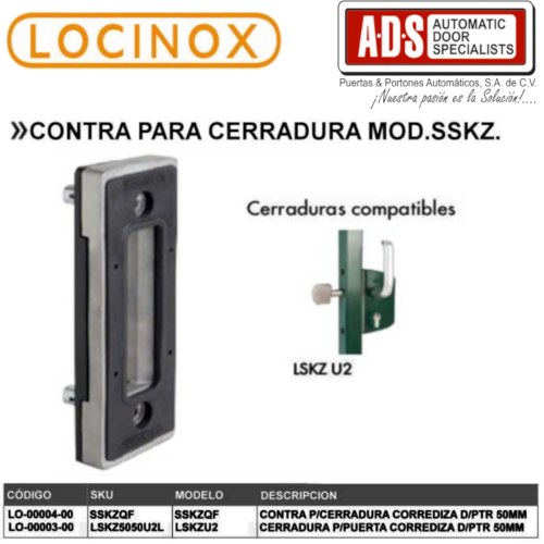 Cerradura Metálica Locinox para Puerta y Portón de perfil 40mm a