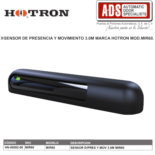 Hotron HR-50UNI Sensor Detector De Movimiento 