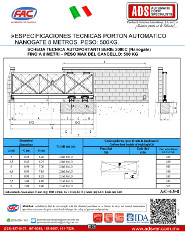 Especificaciones Tecnicas Porton Automatico Nanogate 8 Metros Peso 500KG, ADS Puertas & Portones Automaticos S.A. de C.V.