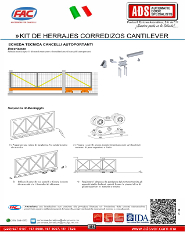 Manual Tecnico de instalacion Kit de Herrajes Corredizo Cantiever, ADS Puertas & Portones Automaticos S.A. de C.V.